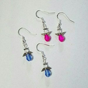 Sterling crystal angel earrings